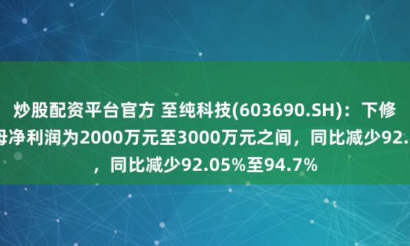 炒股配资平台官方 至纯科技(603690.SH)：下修2024年度归母净利润为2000万元至3000万元之间，同比减少92.05%至94.7%