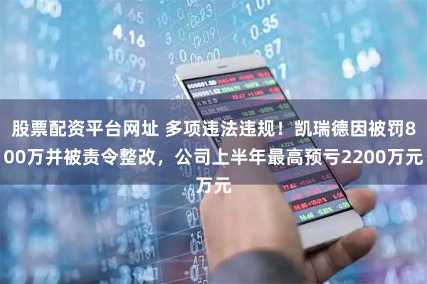 股票配资平台网址 多项违法违规！凯瑞德因被罚800万并被责令整改，公司上半年最高预亏2200万元